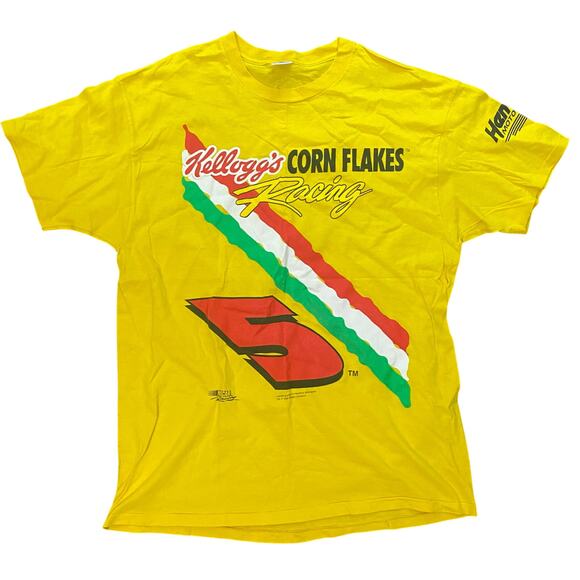 Delta Pro Weight Other - Vintage 1996 Terry Labonte Kellogg's NASCAR T-Shirt XL Yellow Single Stitch